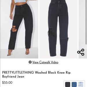 PLT BLACK BOYFRIEND RIPPED JEANS